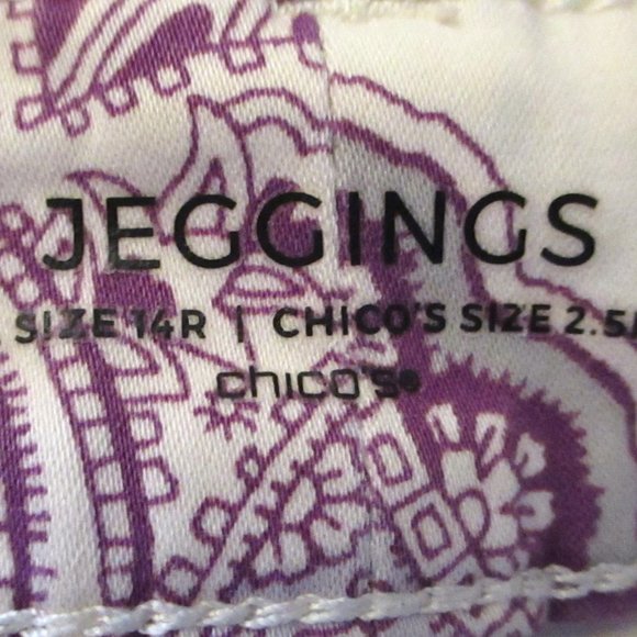 Chico's Women's Purple Paisley Jeggings, Straight Leg, Size 14R / Chico's 2.5R - Picture 8 of 10
